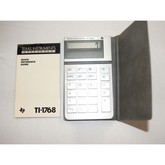⭐ Vintage 1981 Texas Instruments TI-1766 Solar Pocket Calculator w/ Case Manual - Picture 1 of 5